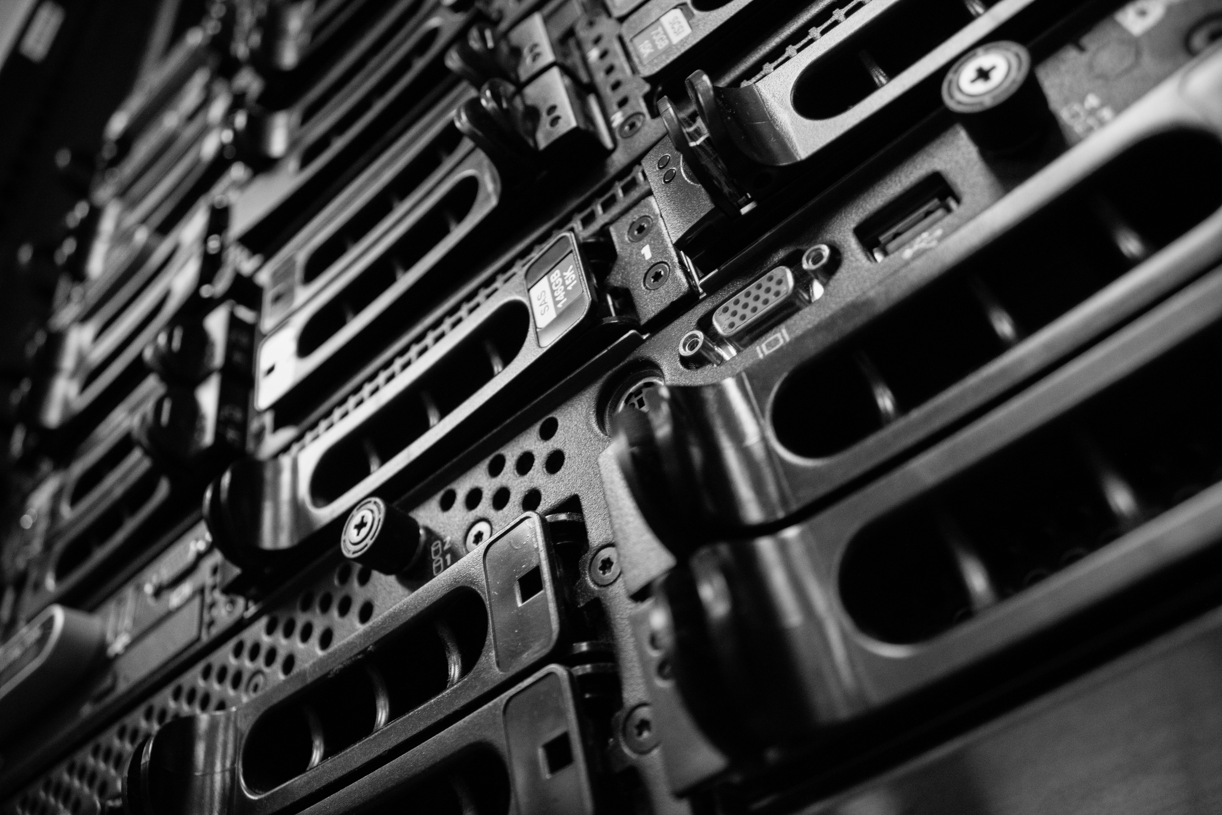 Rack-mounted computer server setup with cooling and cable management